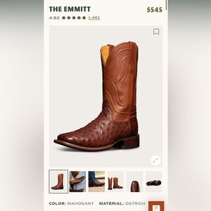 Tecovas size 13ee made from ostrich in mahogany color